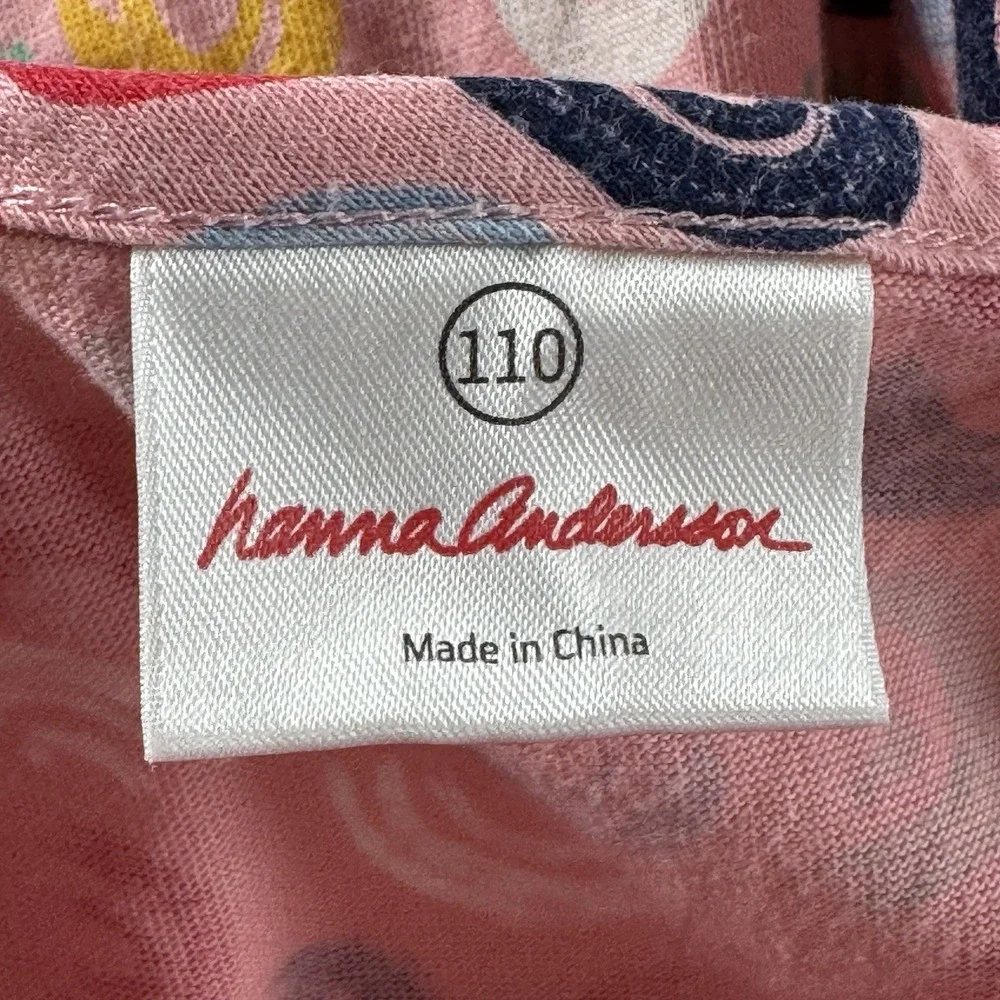 Hanna Andersson‎ Size 4/5 (110cm) Pink Rainbow Print Tiered Long Sleeve Dress